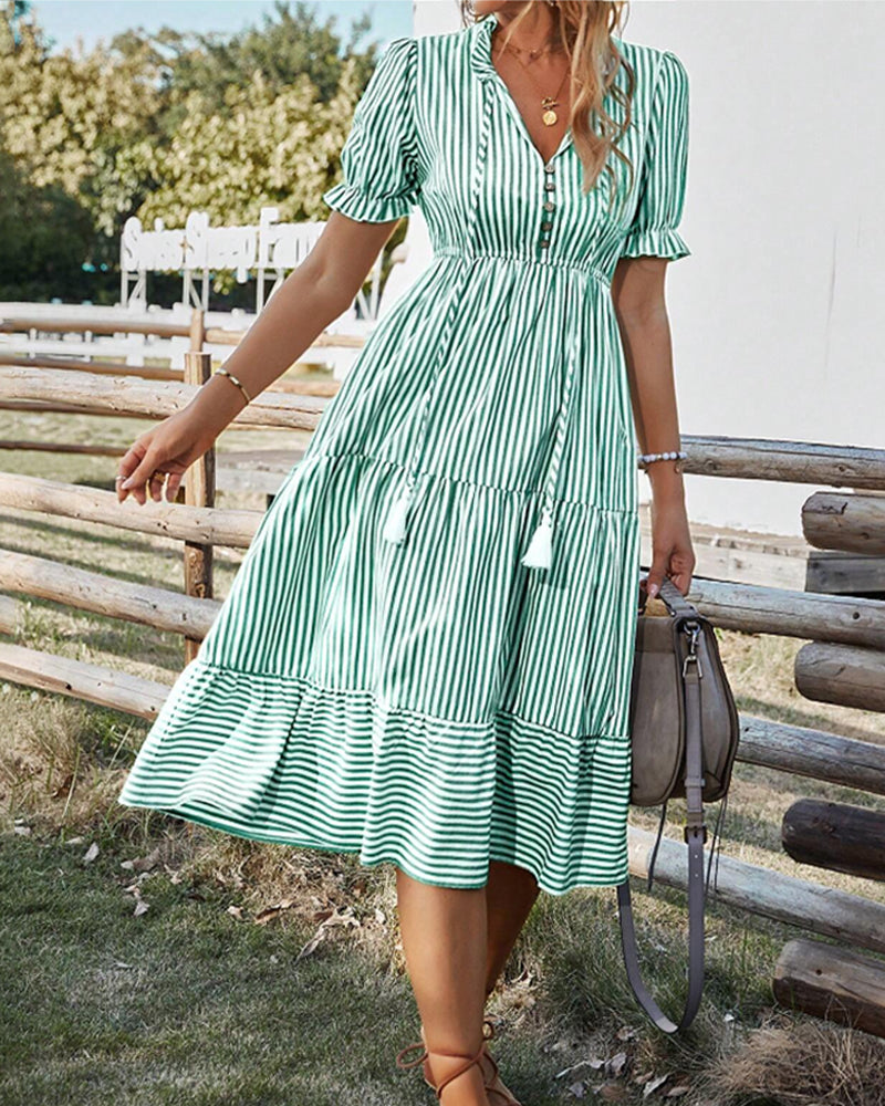 Mariah | Casual Midi A-Line Dress with V-Neck - Image 8