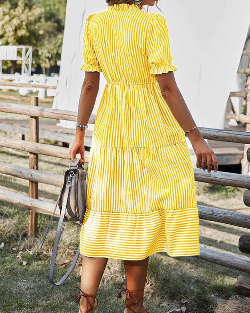 Mariah | Casual Midi A-Line Dress with V-Neck - Image 4
