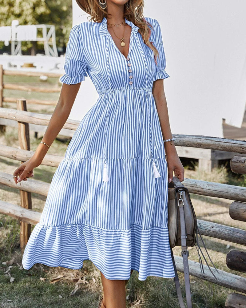 Mariah | Casual Midi A-Line Dress with V-Neck - Image 7