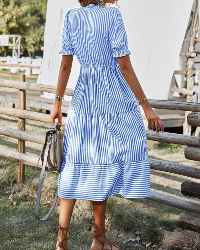 Mariah | Casual Midi A-Line Dress with V-Neck - Image 1