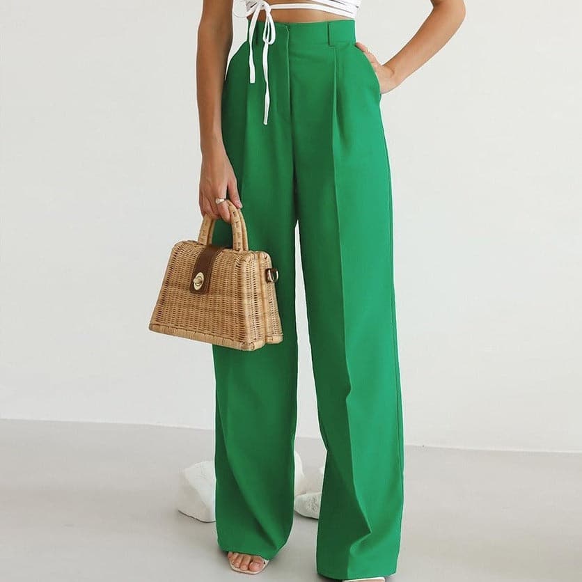 Harper | Elegant High-Waisted Wide-Leg Pants with Pleats - Image 1