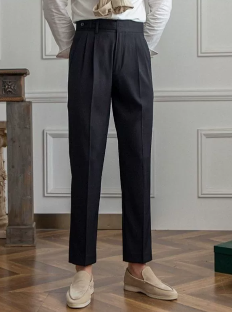 Wesley | Men's Tailored Trousers - Lightweight Linen - Flat Front Straight Leg Fit