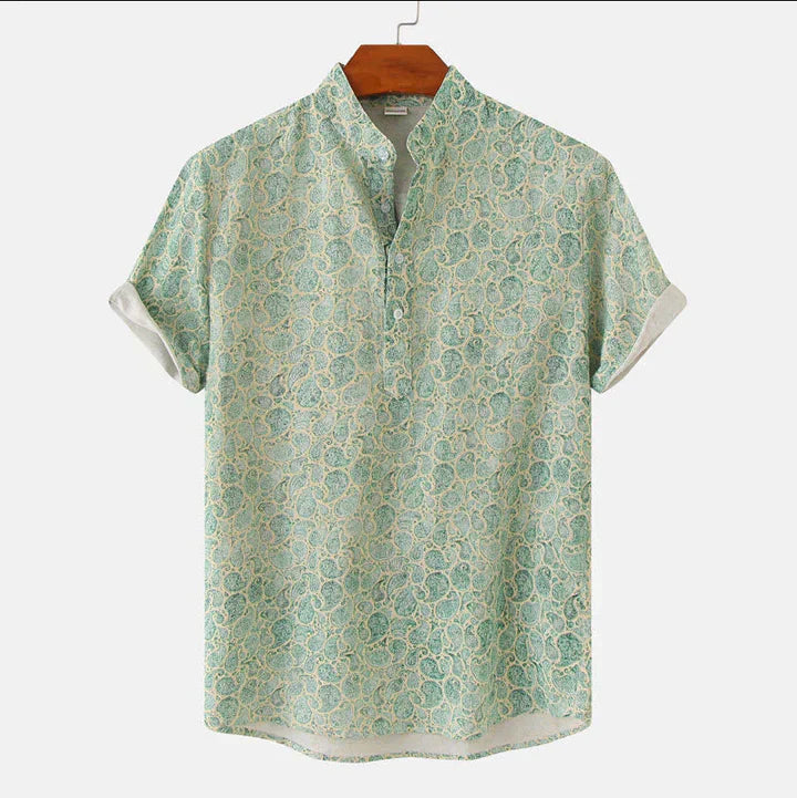 Kenneth | Stylish Printed Henley Shirt - Image 1
