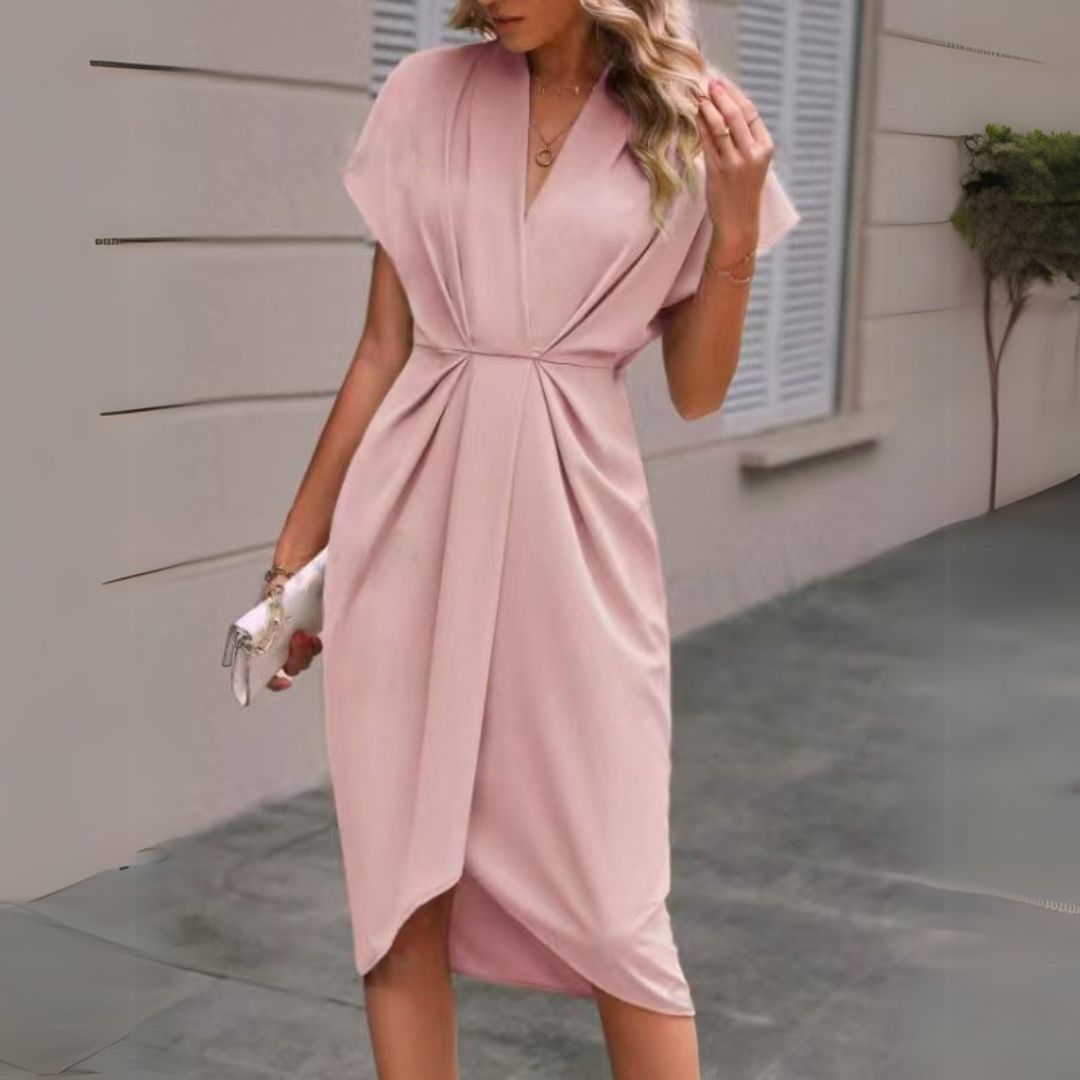 Denise | Elegant Draped Midi Dress for Women - Image 4