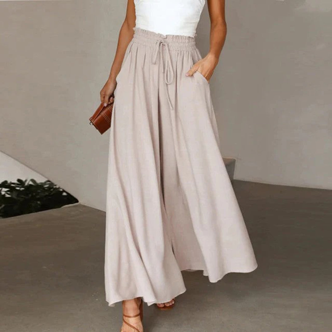 Gabriella | High Waist Elastic Skirt with Drawstring - A-Line - With Pockets - Long and Airy - Image 6
