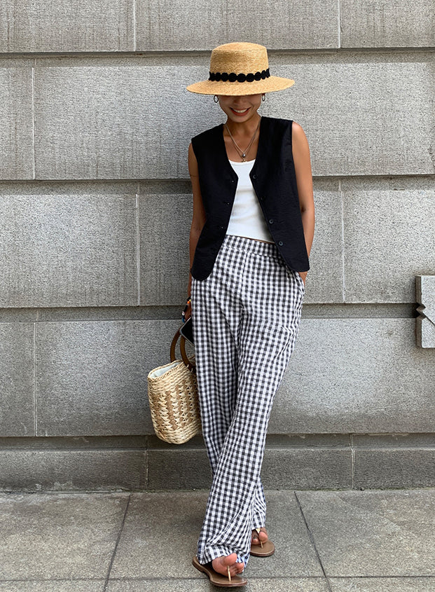 Sofia | High-Waisted Relaxed Fit Checkered Trousers - Image 7