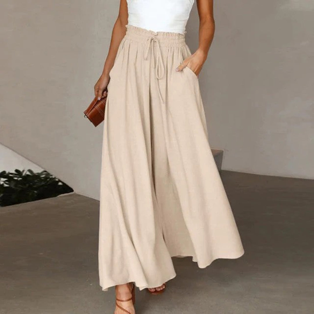 Gabriella | High Waist Elastic Skirt with Drawstring - A-Line - With Pockets - Long and Airy - Image 8