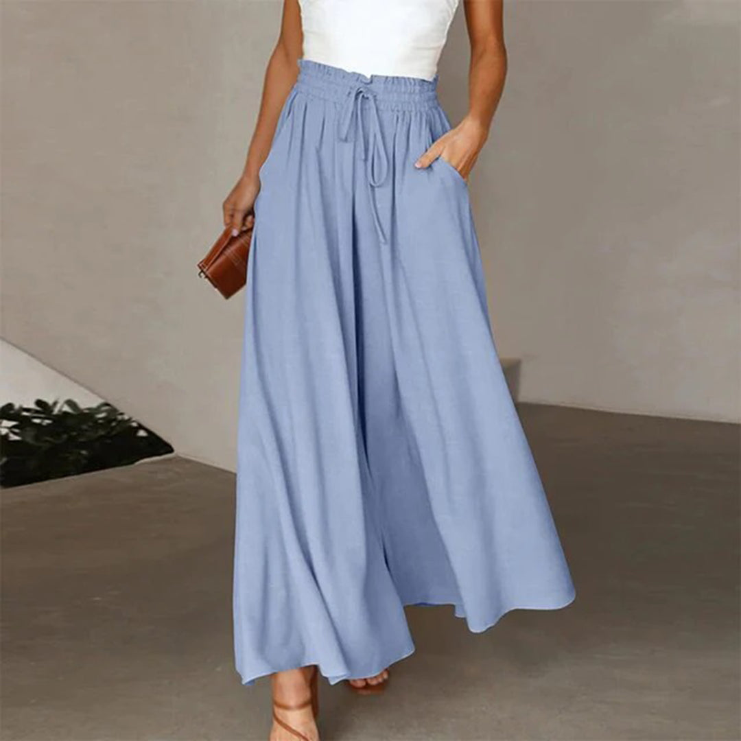 Gabriella | High Waist Elastic Skirt with Drawstring - A-Line - With Pockets - Long and Airy - Image 5