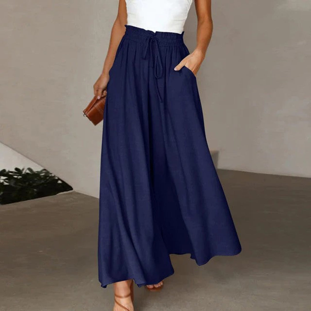 Gabriella | High Waist Elastic Skirt with Drawstring - A-Line - With Pockets - Long and Airy - Image 1