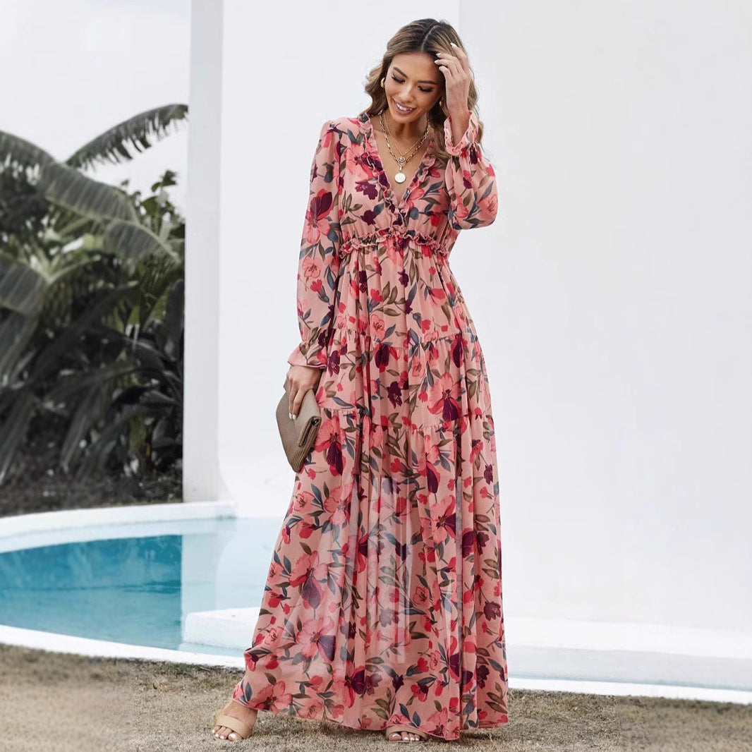 Judith | Elegant Floral Print Maxi Dress with Long Sleeves - Image 3