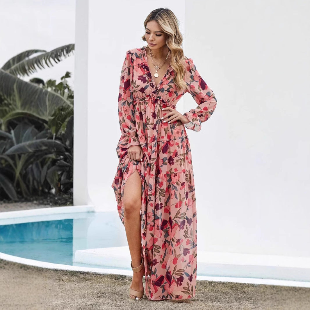 Judith | Elegant Floral Print Maxi Dress with Long Sleeves - Image 4