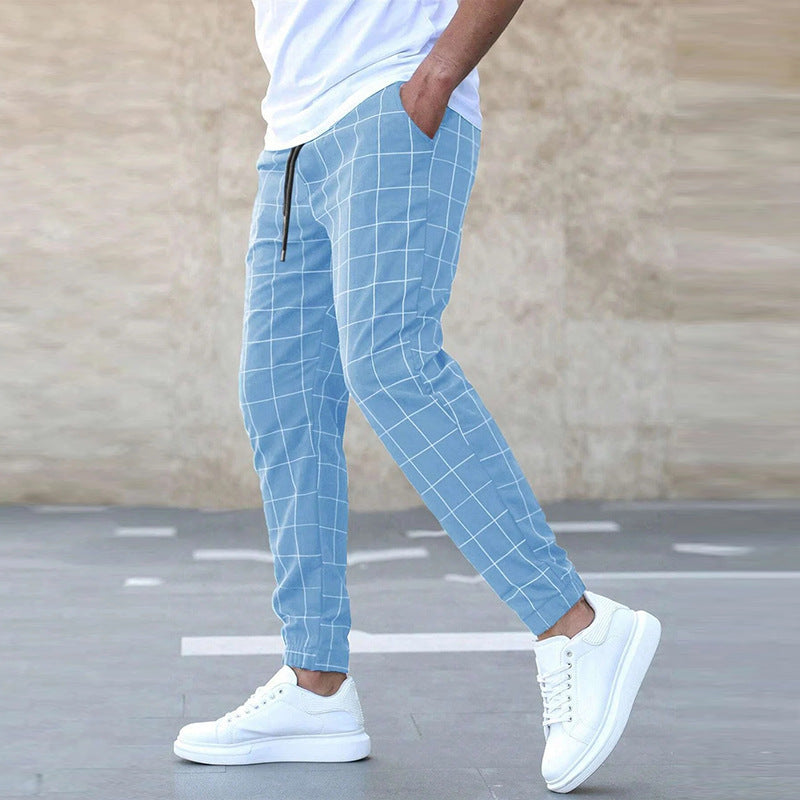 Ezra | Men's Jogging Pants - Cotton Blend - Tapered Fit - Checkered Pattern - Image 1