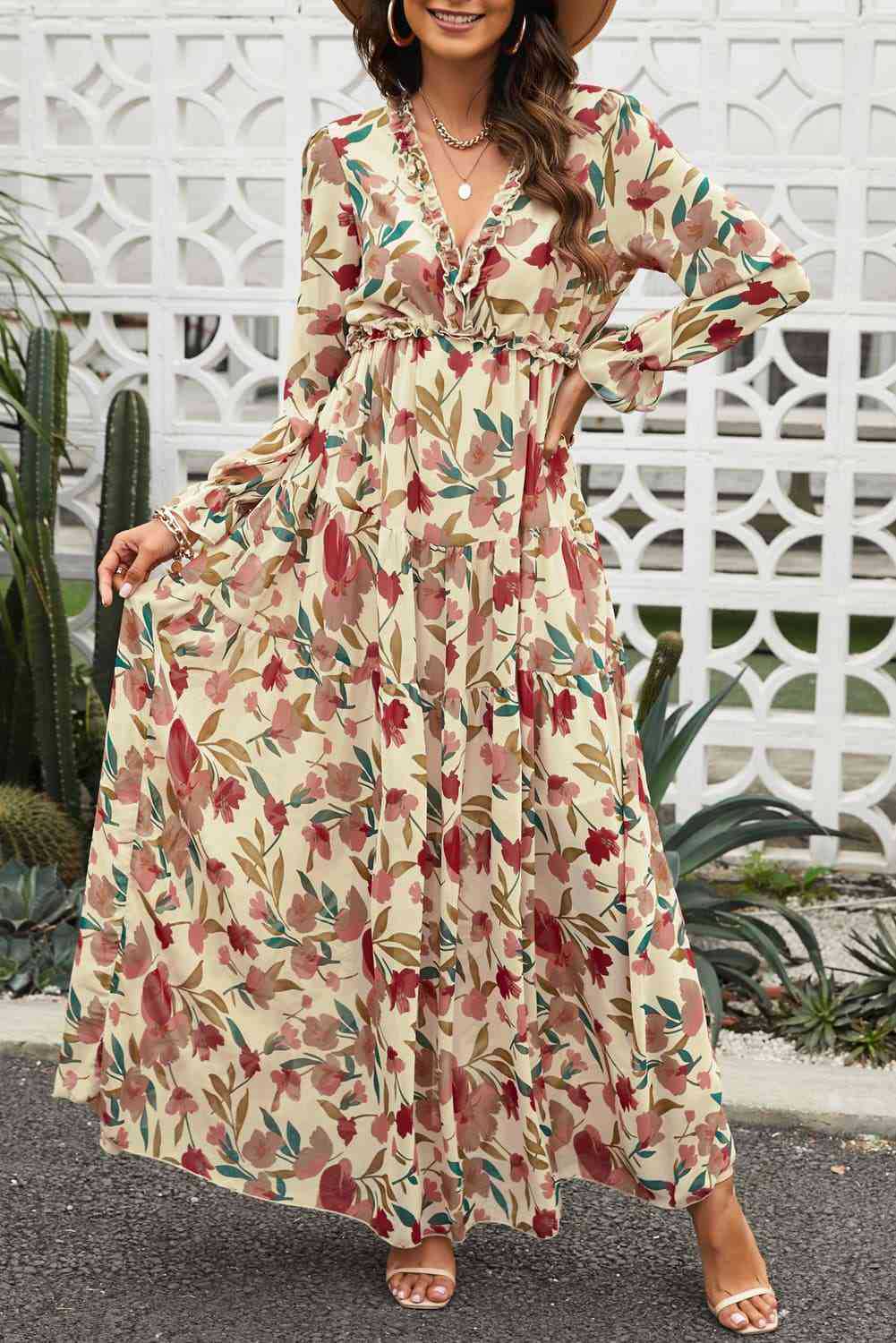 Judith | Elegant Floral Print Maxi Dress with Long Sleeves - Image 8