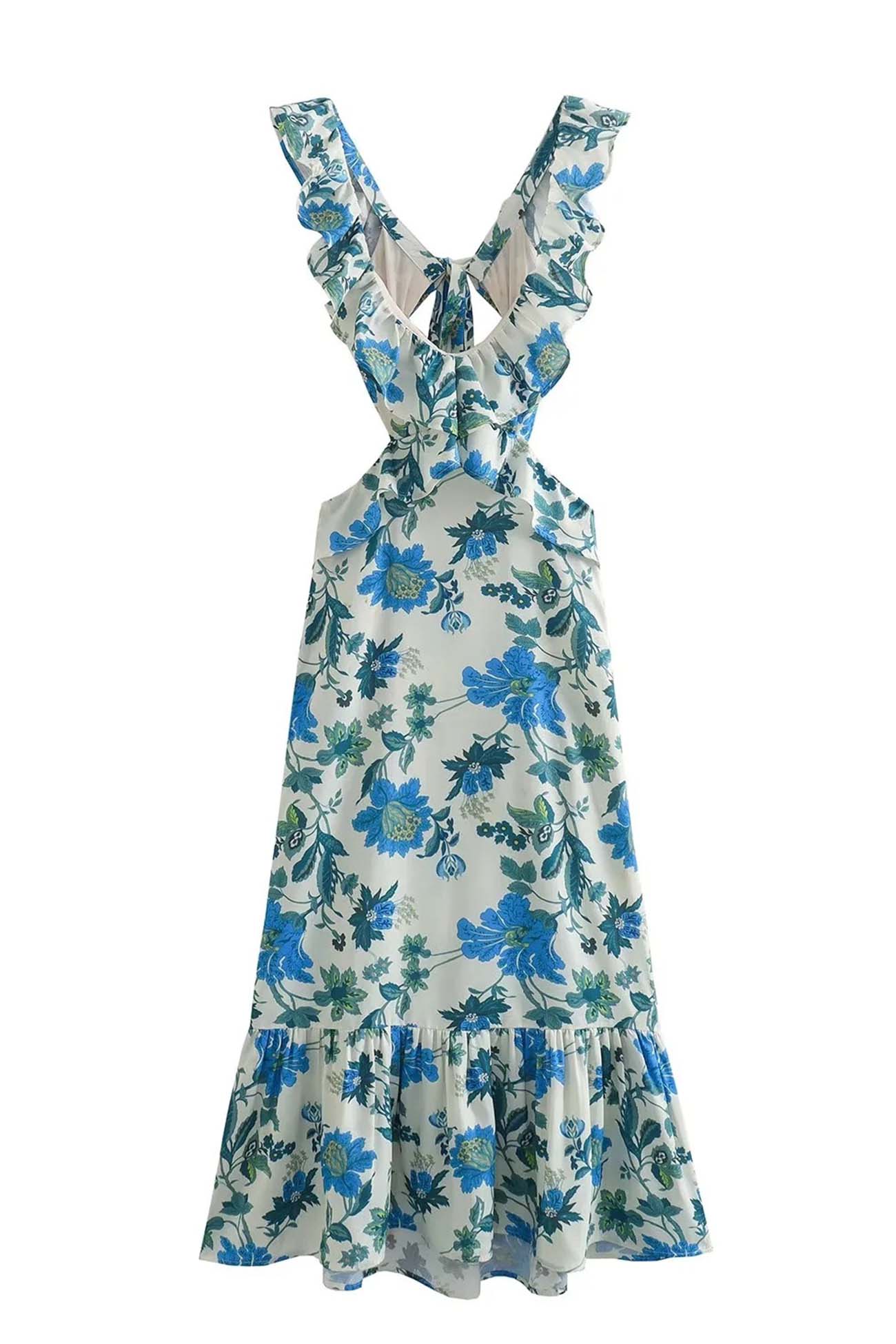 Alma hansen | Elegant Sleeveless Dress with Ruffle Straps – V-Neck Design - Image 5