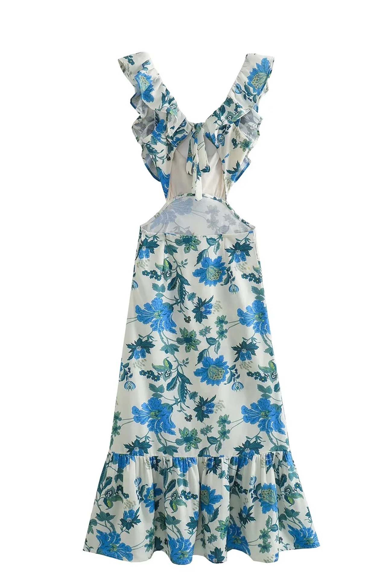 Alma hansen | Elegant Sleeveless Dress with Ruffle Straps – V-Neck Design - Image 6
