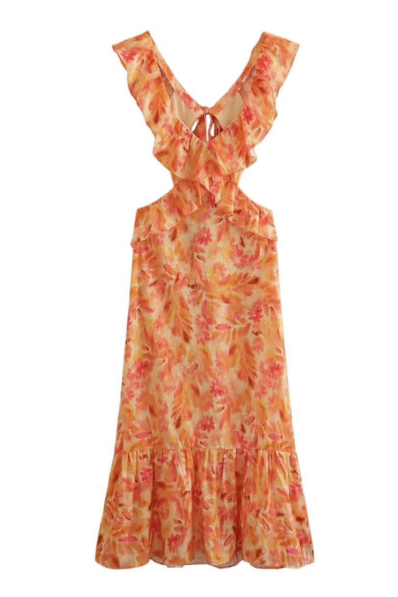 Alma hansen | Elegant Sleeveless Dress with Ruffle Straps – V-Neck Design - Image 7
