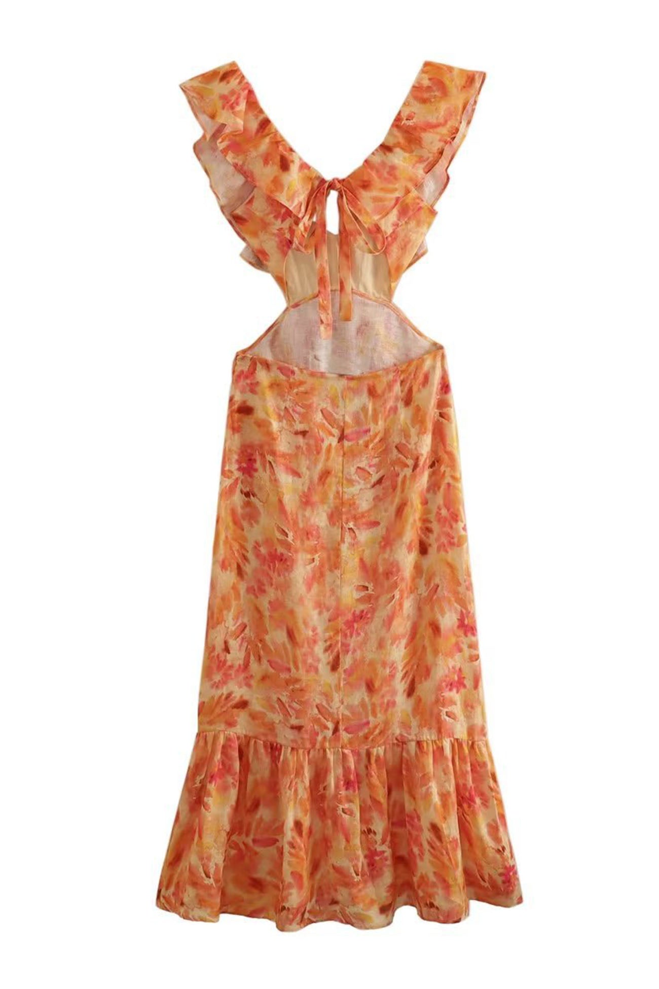 Alma hansen | Elegant Sleeveless Dress with Ruffle Straps – V-Neck Design - Image 8