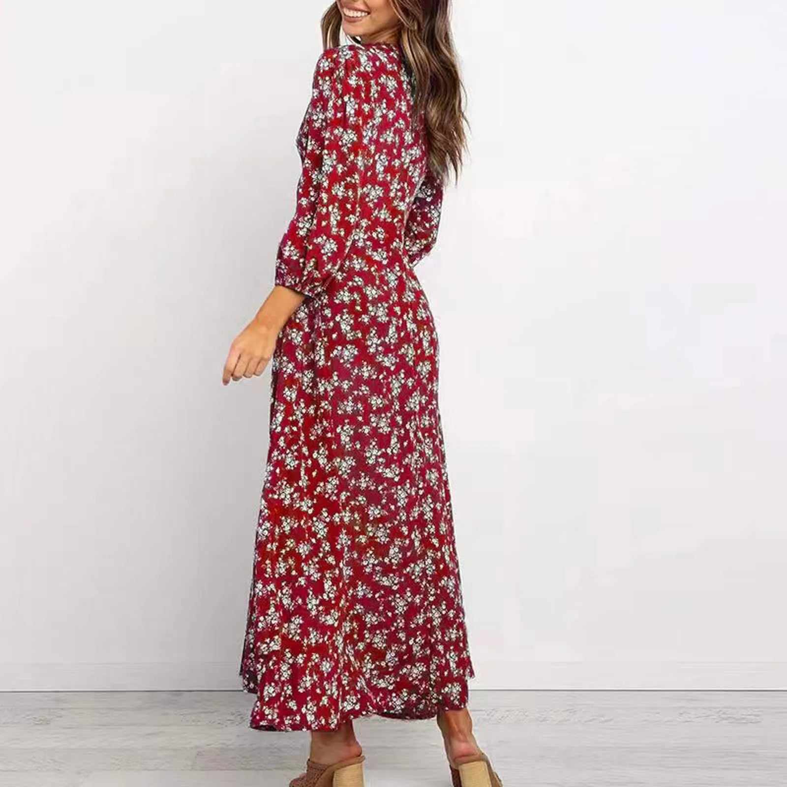 Marilyn | Elegant Floral V-neck Maxi Dress for Women - Image 6