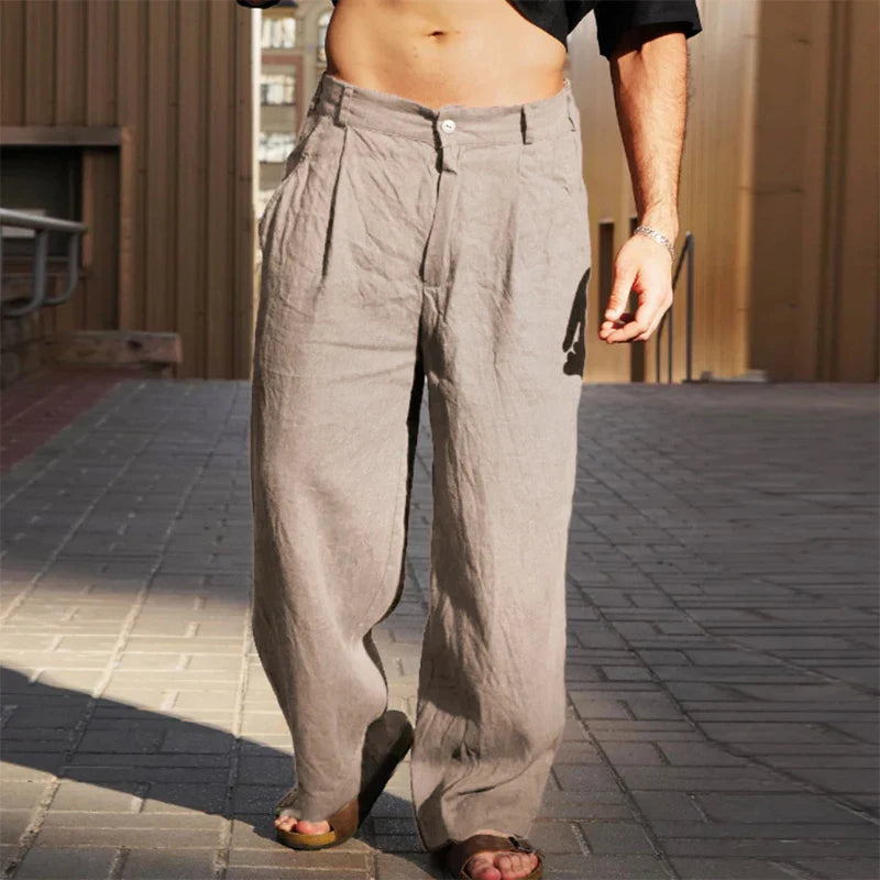 Darren | Stylish Wide-Leg Linen Trousers for Men - Image 5