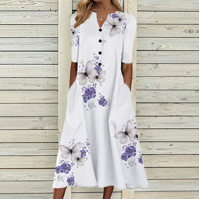 Alma hansen | Floral Summer Dress with V-Neck and Buttons - Image 2