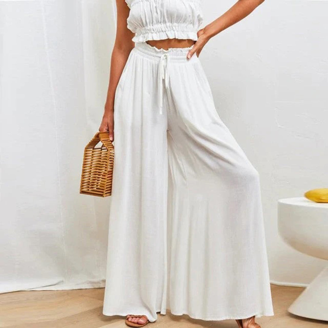 Gabriella | High Waist Elastic Skirt with Drawstring - A-Line - With Pockets - Long and Airy - Image 2