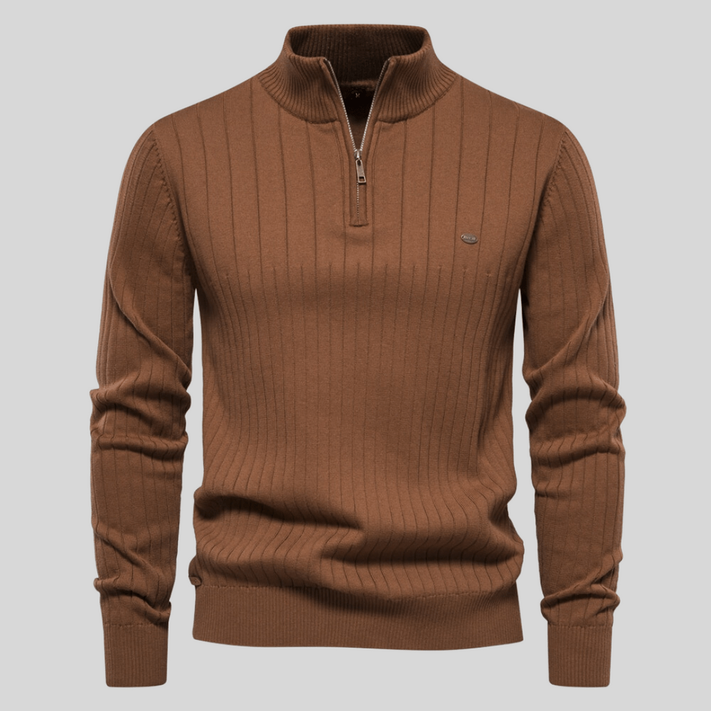 Kris | Men's Quarter-Zip Ribbed Sweater - Image 6
