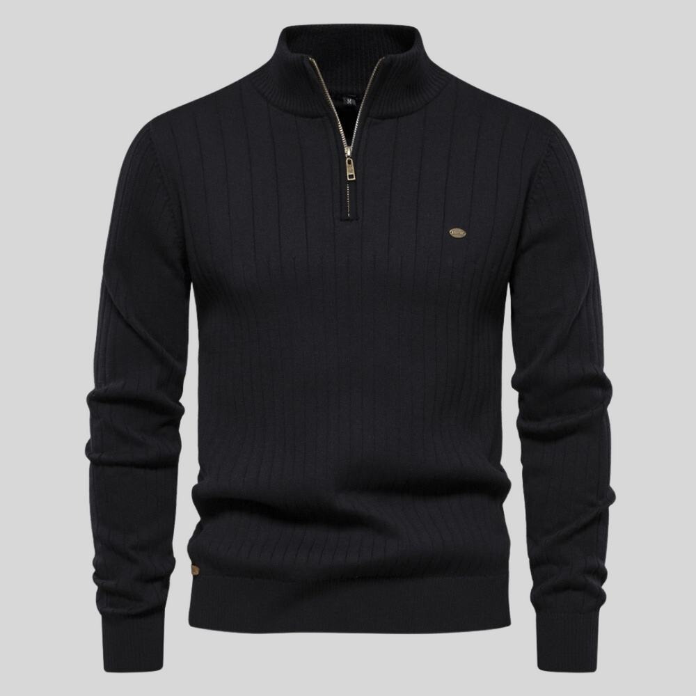 Kris | Men's Quarter-Zip Ribbed Sweater - Image 7