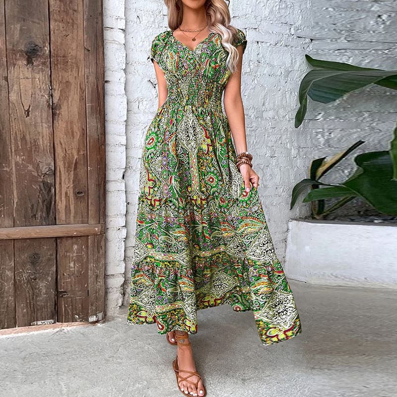Sally | Elegant Flowy Maxi Dress with V-neck - Image 6