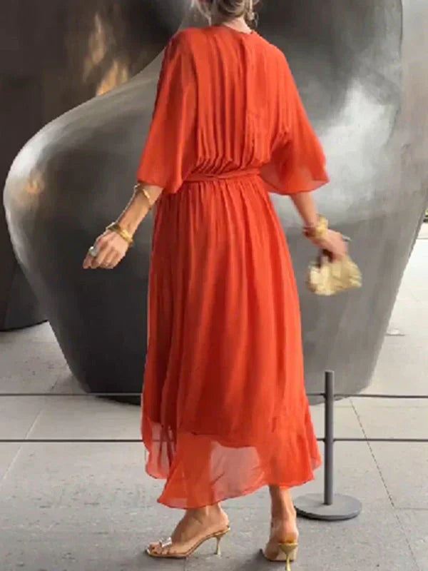 Whitney | Elegant Soft V-Neck Silk Dress for Women - Image 11