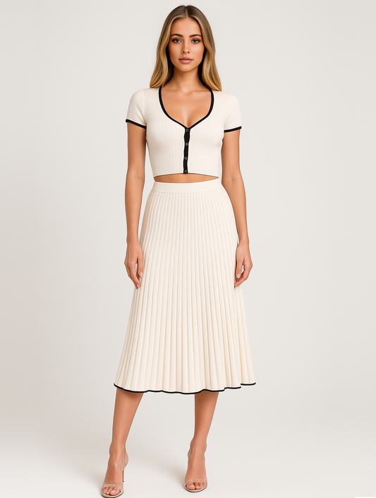 Irene | Elegant Cropped Top and Midi Skirt Set - Image 1