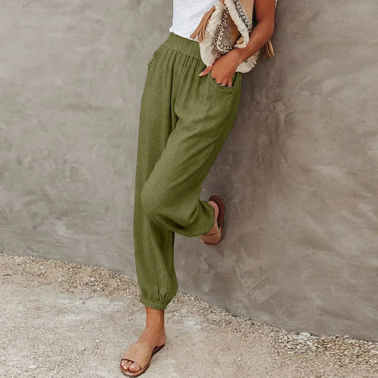 Skye | Women's Summer Pants with High Waist – Lightweight, Breathable & Comfortable with Pockets - Image 1