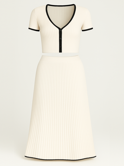 Irene | Elegant Cropped Top and Midi Skirt Set - Image 5