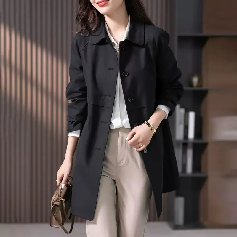 Casey | Women's Long Classic Coat - Image 4