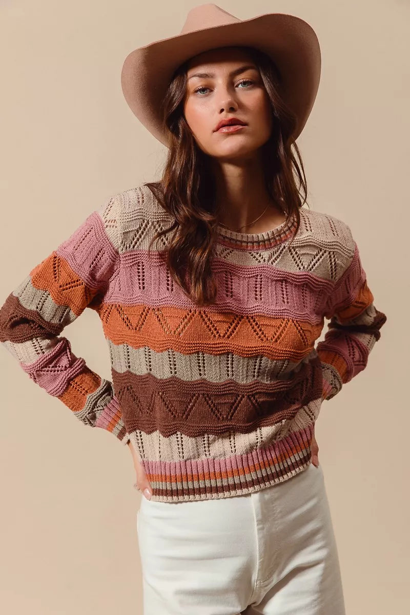 Jamie | Women's Striped Long Sleeve Sweater - Image 2