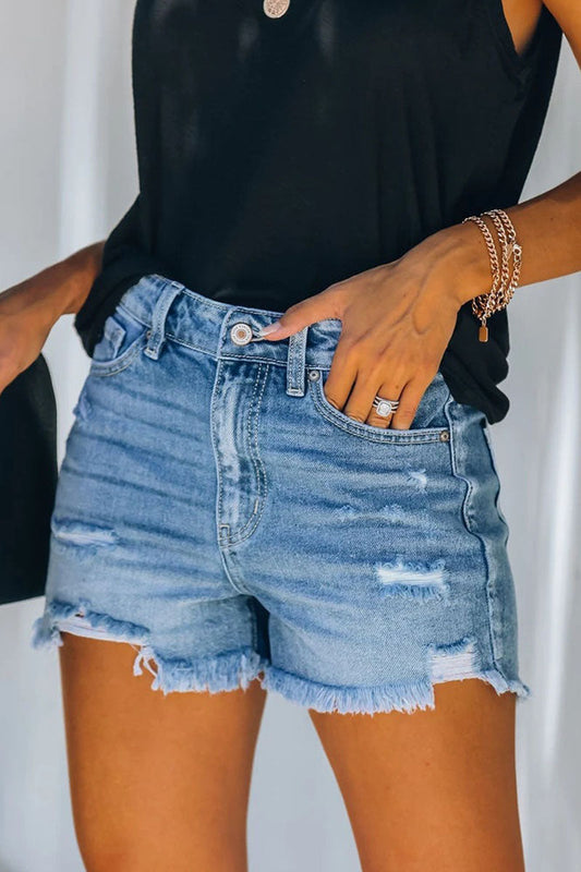 Jordan | Women's Trendy Casual Ripped Denim Shorts - Image 1