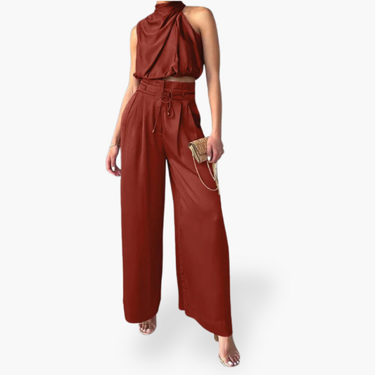 Ava | Elegant Halter Top and Palazzo Pants Set - Image 1