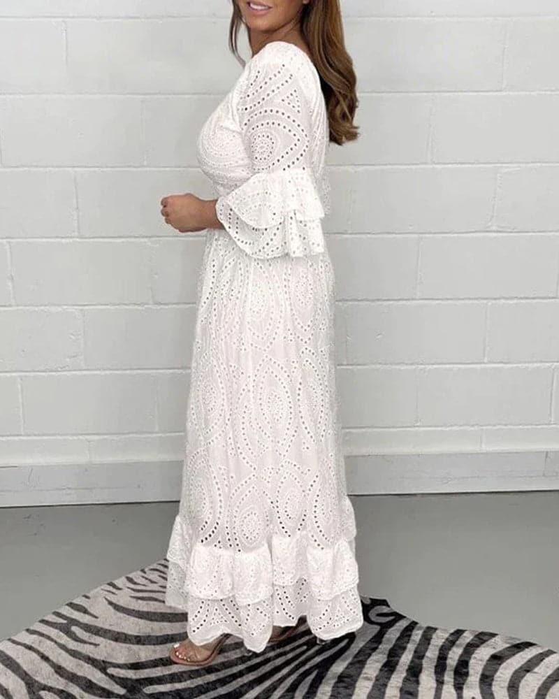Brenda | High Waist Solid V-Neck Dress - Image 7