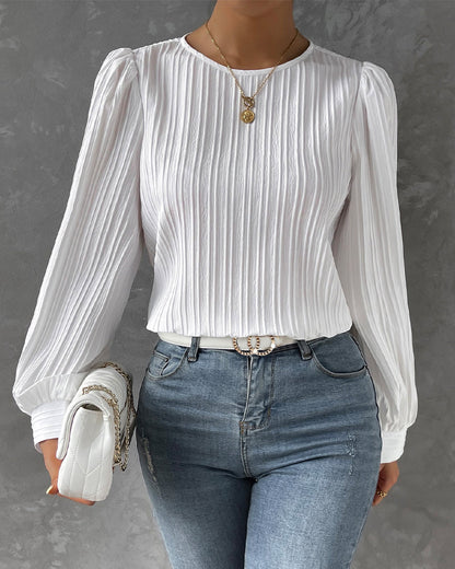 Hannah | Pleated Blouse with Elegant Lantern Sleeves - Image 1