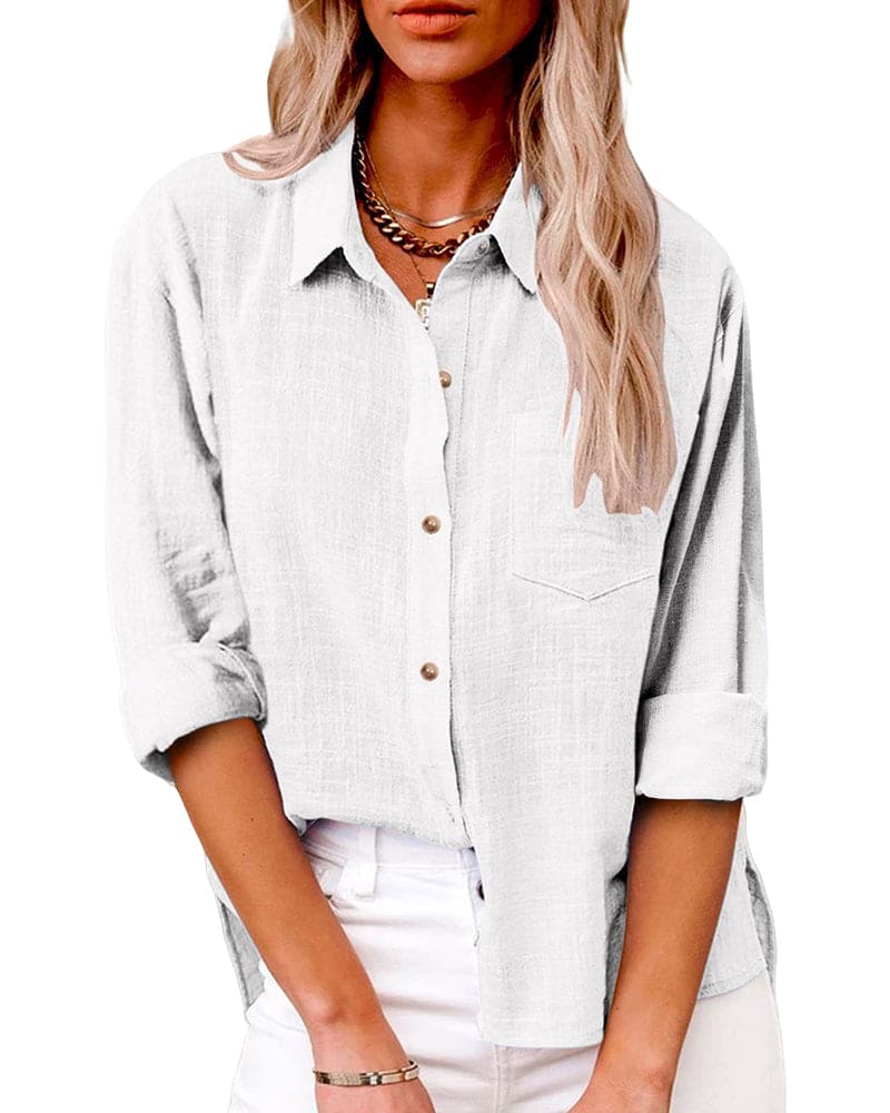 Virginia | Elegant Long Sleeve Linen Shirt for Women - Image 7