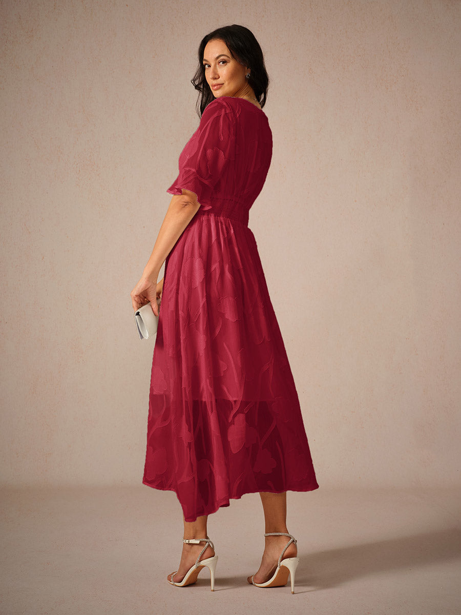 Couture-moda | Elegant Maxi Dress with Flutter Sleeves and Lace Detailing - Image 9