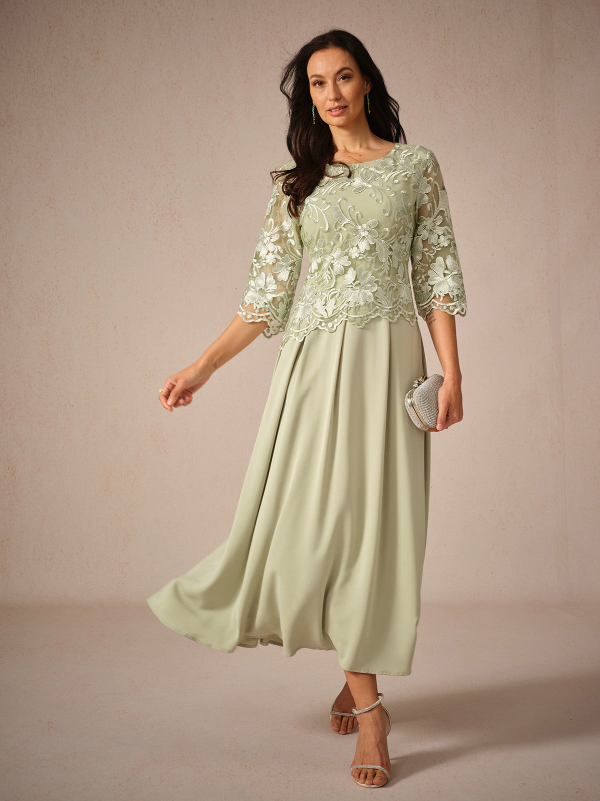 Naomi | Elegant Quarter Sleeve Maxi Dress for Formal Events - Image 1