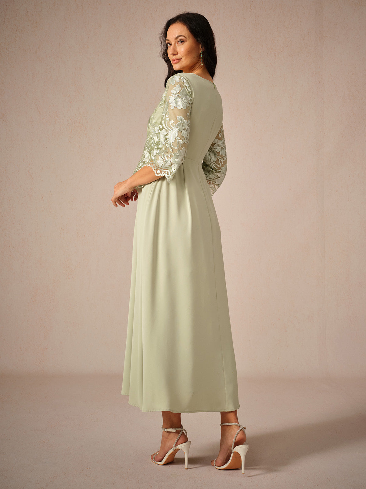 Naomi | Elegant Quarter Sleeve Maxi Dress for Formal Events - Image 4