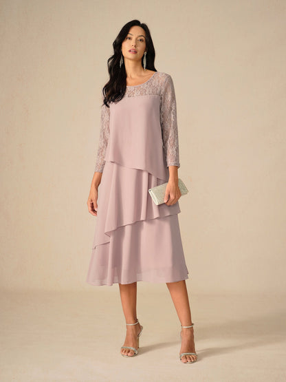 Couture-moda | Elegant Relaxed Fit Midi Dress with Lace Sleeves - Image 11
