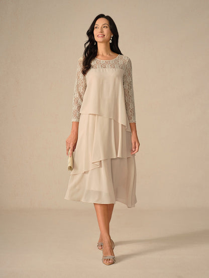 Couture-moda | Elegant Relaxed Fit Midi Dress with Lace Sleeves - Image 7