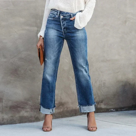 Joan | High-Waisted Cropped Jeans with Wide Legs - Image 1