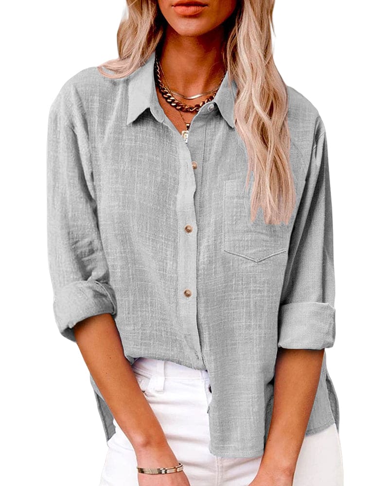 Virginia | Elegant Long Sleeve Linen Shirt for Women - Image 6