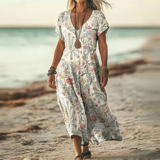 Cassandra | Stylish Floral Print Boho Dress - Image 1