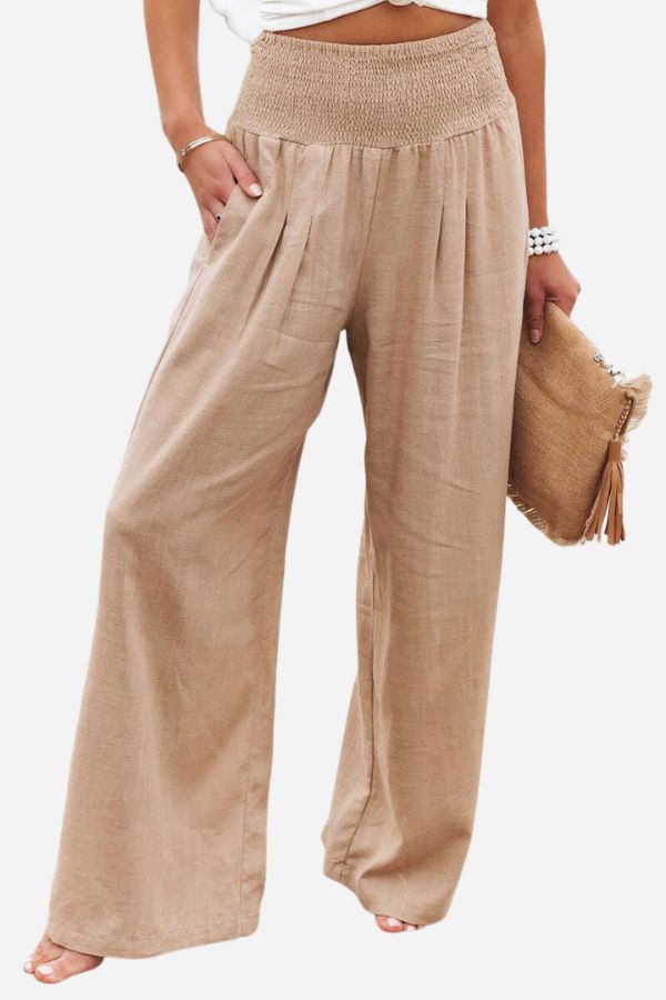 Pam | High-Waisted Smocked Waist Trousers - Lightweight & Flowing Fit - Image 8