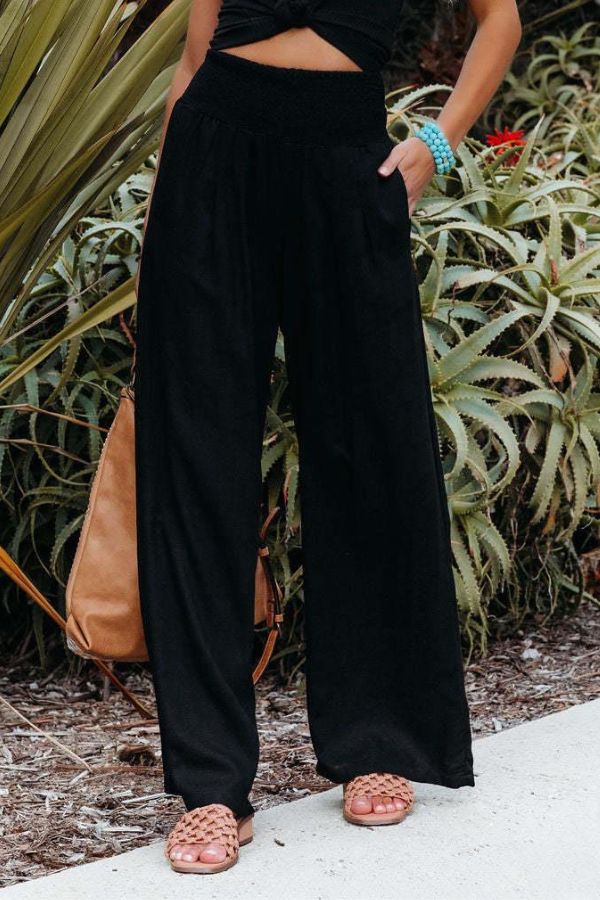 Pam | High-Waisted Smocked Waist Trousers - Lightweight & Flowing Fit - Image 7