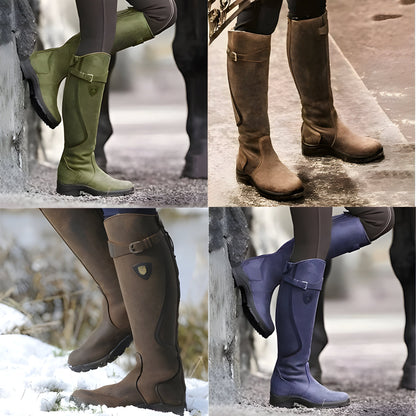 Marcia | Women's Knee High Flat Riding Boots with Buckle Detail - Image 3